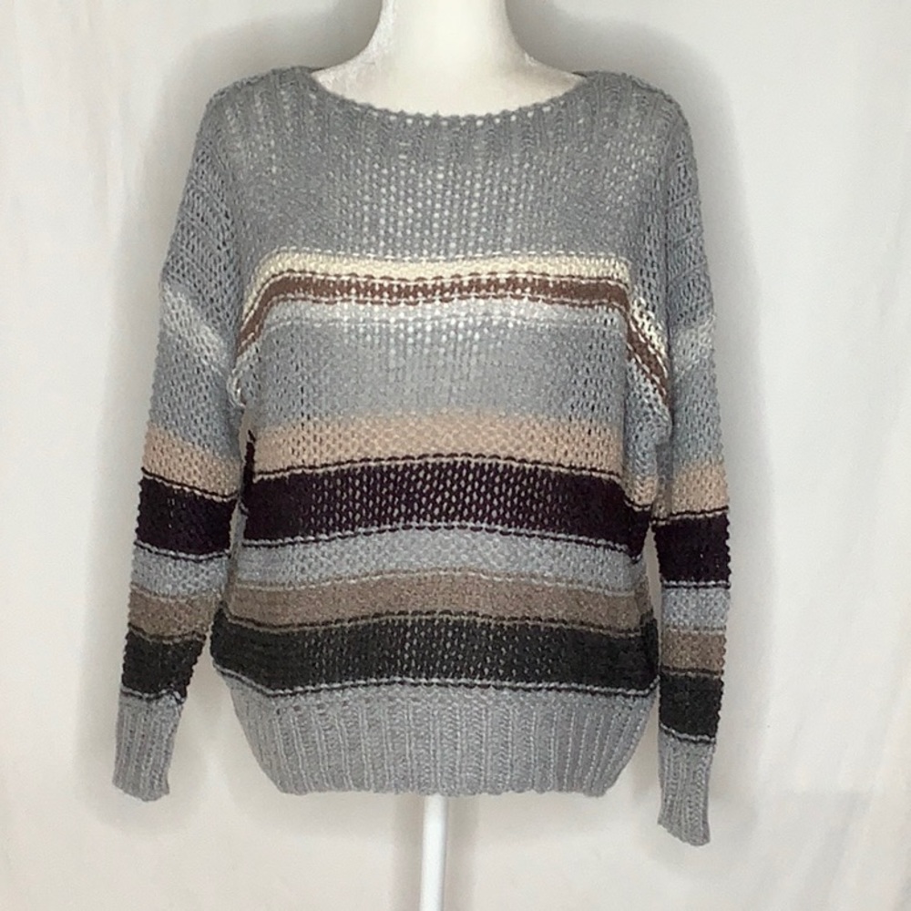 Neutral Stripe Wool Blend Sweater SIze S